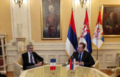 6 January 2022 National Assembly Speaker Ivica Dacic in meeting with French Ambassador to Serbia Pierre Cochard